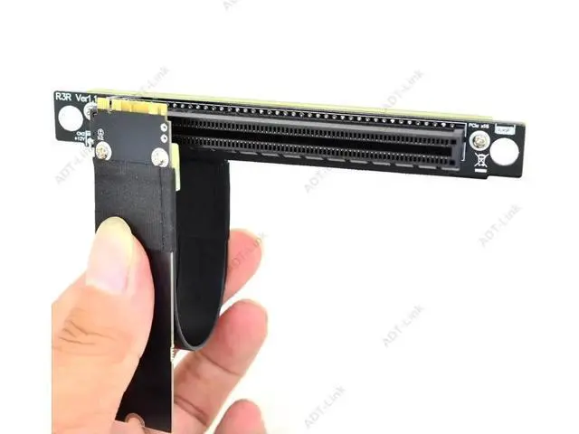 Alt view image 3 of 7 - 32G/bps PCI-e 16x To M2 M.2 NGFF NVMe Key-M 2230 2242 2260 2280 Riser Card Gen3.0 Cable PCIe x16 Extender with Sata Power Cable