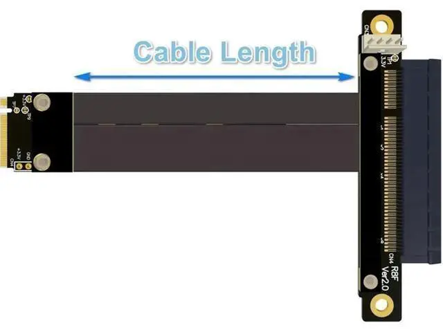 Alt view image 6 of 7 - 32G/bps PCI-e 16x To M2 M.2 NGFF NVMe Key-M 2230 2242 2260 2280 Riser Card Gen3.0 Cable PCIe x16 Extender with Sata Power Cable