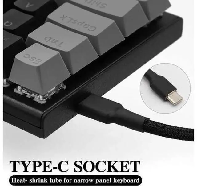 Alt view image 4 of 6 - Aomoproing Customer Coiled Keyboard Cable for Gaming Mechanical Keyboard, Handwork Braided + PET Mesh, Metal Plug, with Detachable Metal Aviator Connector, 3 Meters USB C Aviator Cable (Black)