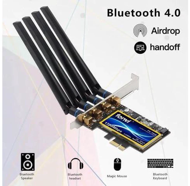 Alt view image 5 of 7 - Desktop Dual Band 802.11ac BCM94360 Wireless-AC WiFi Bluetooth 4.0 PCI-E Adapter For Mac/Hackintosh/Windows