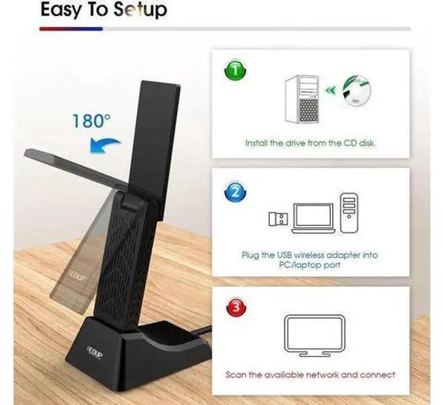 Alt view image 6 of 7 - USB 3.0 WIFI Adapter 1900Mbps Dual Band 5Ghz/2.4Ghz USB AC Network Card Long Range Wifi Receiver Antena for Laptop Desktop
