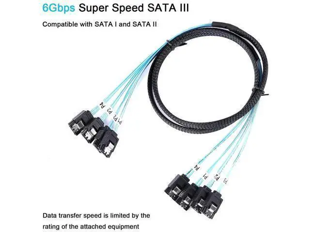 Alt view image 4 of 6 - Aomoproing SATA-III Cable-1M, 4Pcs/Set-SATA-6Gbps HDD-SDD Data-Cable Replacement for Server Bitcoin Computer SSD HDD CD DVD Drives Raid (3.3FT)