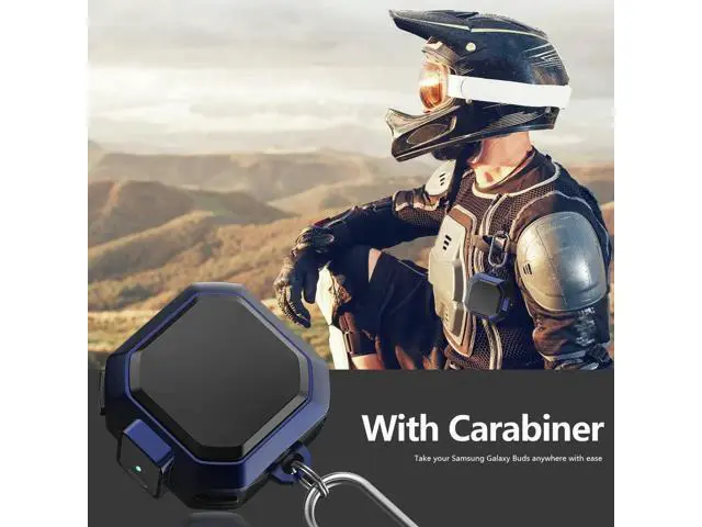Alt view image 2 of 7 - Armor Case Cover with Secure Lock for Samsung Galaxy Buds 2 Pro Case 2022 /Galaxy Buds Pro Case 2021 /Galaxy Buds 2 Case 2021 /Galaxy Buds Live Case 2020 with Keychain Blue
