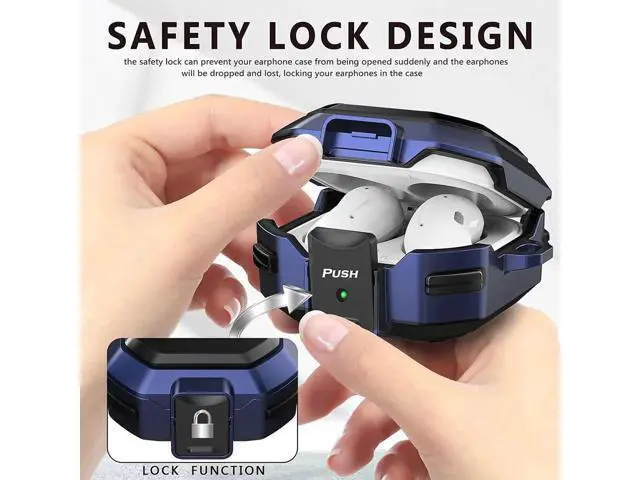 Alt view image 5 of 7 - Armor Case Cover with Secure Lock for Samsung Galaxy Buds 2 Pro Case 2022 /Galaxy Buds Pro Case 2021 /Galaxy Buds 2 Case 2021 /Galaxy Buds Live Case 2020 with Keychain Blue