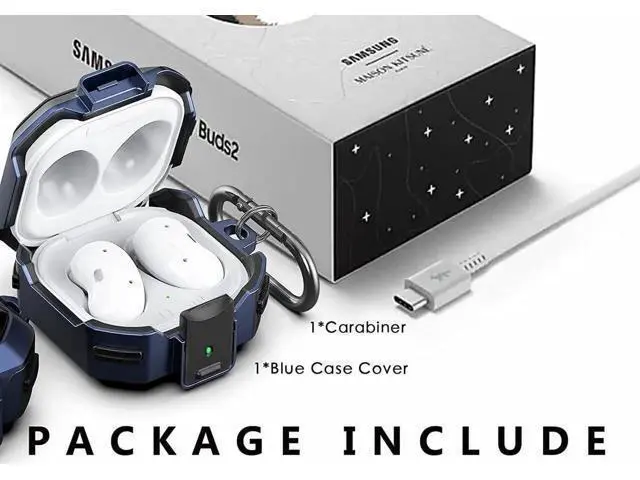 Alt view image 4 of 7 - Armor Case Cover with Secure Lock for Samsung Galaxy Buds 2 Pro Case 2022 /Galaxy Buds Pro Case 2021 /Galaxy Buds 2 Case 2021 /Galaxy Buds Live Case 2020 with Keychain Blue
