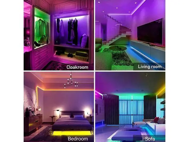Alt view image 7 of 7 - 50ft/15M LED Flexible Strip Lights, LED Lights Strip RGB LED Strip Music Sync Color Changing LED Strip Lights APP Bluetooth Controll + Remote, LED Lights for Bedroom,Party and Home Decoration
