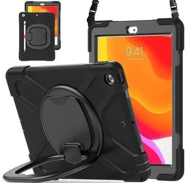 Main image of iPad 8th 7th Generation Case, iPad 10.2 inch Case 2021 2020 2019, Heavy Duty Rugged Kids Cover with Rotating Stand/Pencil Holder/Carrying Strap