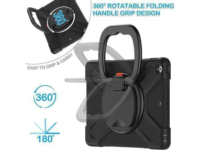 Alt view image 3 of 7 - iPad 8th 7th Generation Case, iPad 10.2 inch Case 2021 2020 2019, Heavy Duty Rugged Kids Cover with Rotating Stand/Pencil Holder/Carrying Strap