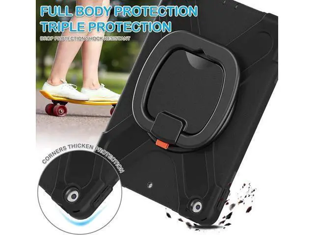Alt view image 6 of 7 - iPad 8th 7th Generation Case, iPad 10.2 inch Case 2021 2020 2019, Heavy Duty Rugged Kids Cover with Rotating Stand/Pencil Holder/Carrying Strap