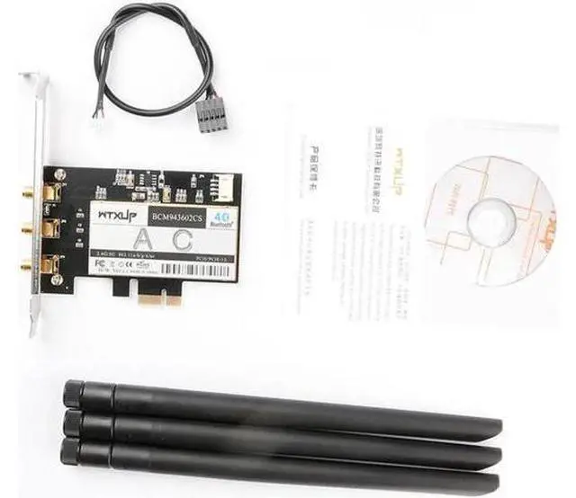 Alt view image 2 of 12 - BCM94360CSAX PCIE 1X desktop WiFi wireless adapter Card 802.11AC 1750Mbps Bluetooth 4.0 3 X 6Dbi antennas for Mac OS / Windows