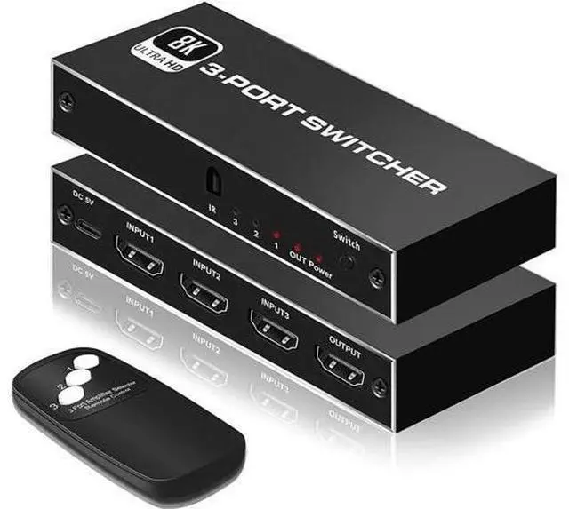 Main image of 8K HDMI 2.1 Switch, 3X1 HDMI Switch with IR Remote Control, 4K @120hz HDMI Switcher Box 8K@60Hz/4K@30Hz, 48Gbps, Support for Nintendo Switch PS4/PS5, Xbox 360/One Fire tv Stick