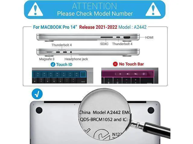Alt view image 2 of 7 - Compatible with MacBook Pro 14 inch Case 2023 2022 2021 Release M2 A2779 A2442 M1 Pro/Max Chip with Touch ID, Hard Shell Case with Keyboard Cover