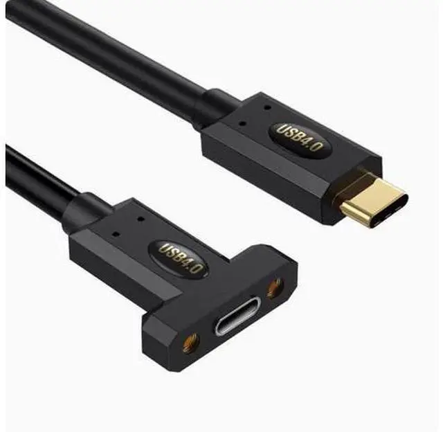 Main image of USB4 :TYPE-C male straight head turn Type-C female strap ears fixed panel extension cable 8K60HZ Lightning Multi-function 240W 1m