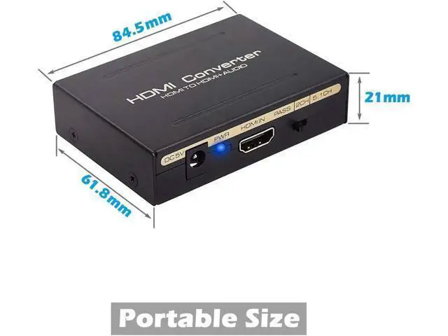 Alt view image 5 of 7 - HDMI Audio Extractor V1.3 HDMI to HDMI + Optical Toslink(SPDIF) + RCA(L/R) Stereo Analog Outputs Video Audio Splitter Converter Support 1080P Black