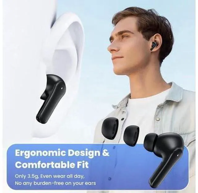 Alt view image 3 of 7 - True Wireless Earbuds, Bluetooth 5.3 Headphones 64Hrs Playback LED Power Display with Wireless Charging Case IPX5 Waterproof Hi-Fi Stereo in-Ear Headphones Build-in Dual Mic for Laptop Phones