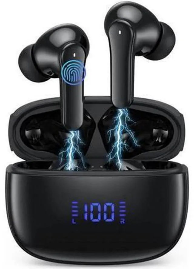 Main image of True Wireless Earbuds, Bluetooth 5.3 Headphones 64Hrs Playback LED Power Display with Wireless Charging Case IPX5 Waterproof Hi-Fi Stereo in-Ear Headphones Build-in Dual Mic for Laptop Phones