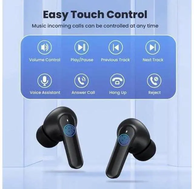 Alt view image 5 of 7 - True Wireless Earbuds, Bluetooth 5.3 Headphones 64Hrs Playback LED Power Display with Wireless Charging Case IPX5 Waterproof Hi-Fi Stereo in-Ear Headphones Build-in Dual Mic for Laptop Phones