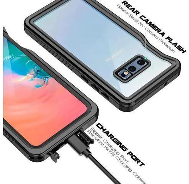 Alt view image 5 of 14 - For Samsung Galaxy S10E Waterproof Case, Underwater Snowproof Dirtproof Shockproof Full Body Cover Waterproof Case for Samsung Galaxy S10E 5.8 inch