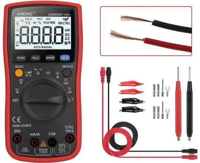 Main image of AN860B+ Tester Digital Multimeter Profesional 6000 Counts Detector Tester Peak Multimetro Meter Analogico EsrLcr Meter - Red