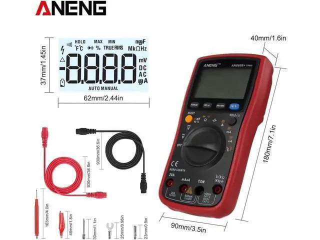 Alt view image 6 of 6 - AN860B+ Tester Digital Multimeter Profesional 6000 Counts Detector Tester Peak Multimetro Meter Analogico EsrLcr Meter - Red