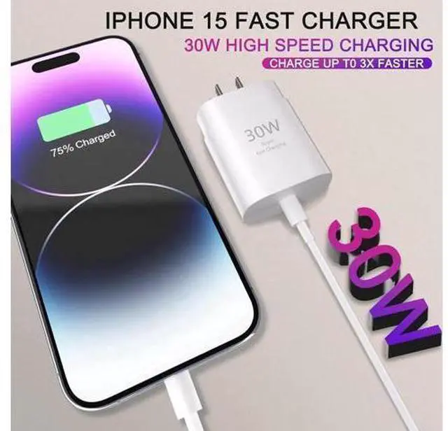 Alt view image 5 of 7 - iPhone 15 Pro Max Charger 30W USB C iPhone 15 Charger Block Fast Charging with 10FT Long Type C Cord Cable for iPhone 15/15 Pro/15 Pro Max/15 Plus, iPad Pro/Mini/Air, Samsung S24/S23/ Ultra-3 Pack