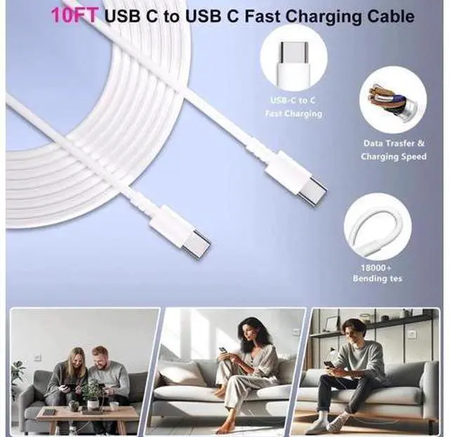 Alt view image 6 of 7 - iPhone 15 Pro Max Charger 30W USB C iPhone 15 Charger Block Fast Charging with 10FT Long Type C Cord Cable for iPhone 15/15 Pro/15 Pro Max/15 Plus, iPad Pro/Mini/Air, Samsung S24/S23/ Ultra-3 Pack
