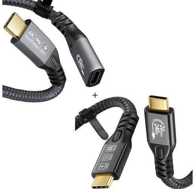 Main image of Aomoproing 240W 20Gbps USB C 3.2 Gen 2x2 Cable and Extension Cable 3FT+1.6FT; 4K@60Hz Video Cable, Type C Cable for MacBook Pro, Dell, Arzopa, Galaxy, USB C for Portable Monitor