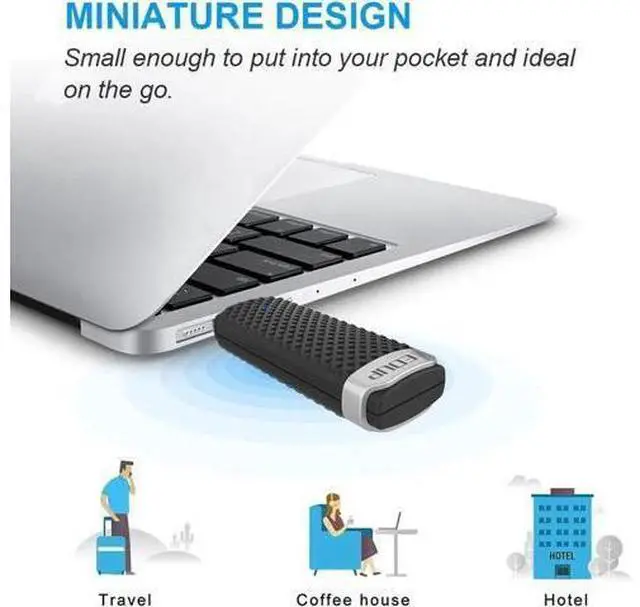 Alt view image 3 of 5 - USB WiFi Adapter 5Ghz High Speed 1200mbps Wi-Fi Receiver with 1 meter extend cable based 802.11ac USB 3.0 Ethernet Adapter
