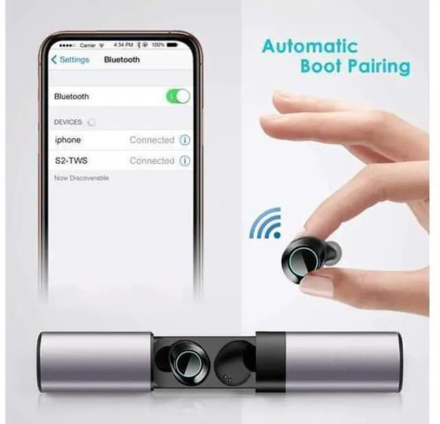 Alt view image 4 of 7 - Wireless Earbuds 5.0 True Wireless Bluetooth Headphones 3D Stereo Sound Wireless Headphones Mini Sweatproof Sport Headsets in-Ear Noise with Built-in Mic and Charging Case