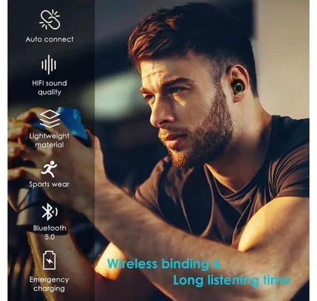 Alt view image 6 of 7 - Wireless Earbuds 5.0 True Wireless Bluetooth Headphones 3D Stereo Sound Wireless Headphones Mini Sweatproof Sport Headsets in-Ear Noise with Built-in Mic and Charging Case