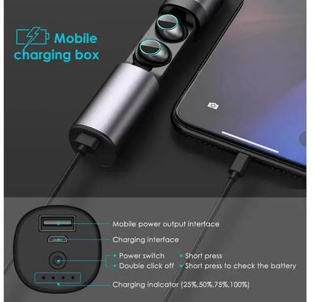 Alt view image 7 of 7 - Wireless Earbuds 5.0 True Wireless Bluetooth Headphones 3D Stereo Sound Wireless Headphones Mini Sweatproof Sport Headsets in-Ear Noise with Built-in Mic and Charging Case