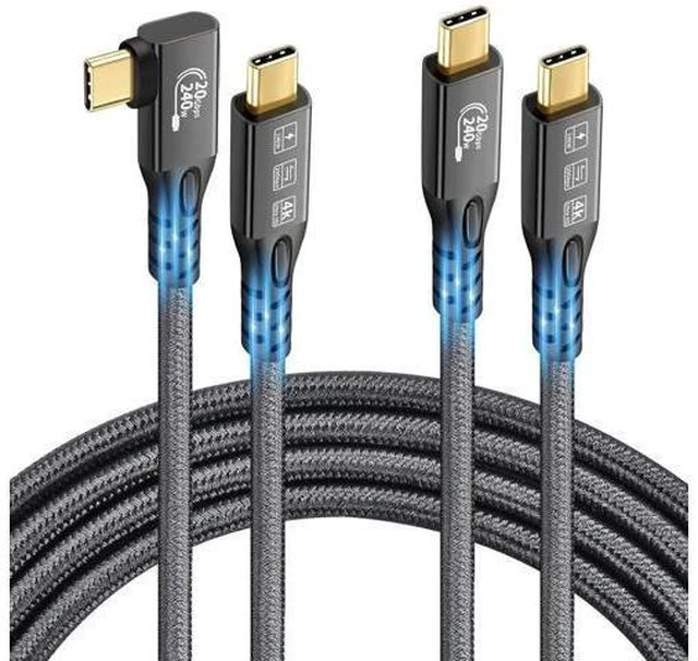 Main image of Aomoproing 2 x USB C 3.2 Gen2 20Gbps, Type C 4K@60Hz UHD Video 5A/240W PD3.1 Fast Charge Cord with E-Marker Compatible with Thunderbolt 3/4 for MacBook Pro (USB3.2 20G 240W 1M 2PCS)