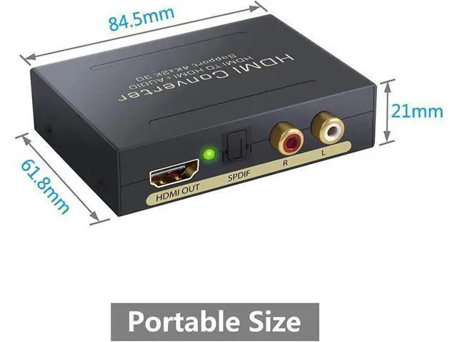 Alt view image 2 of 7 - HDMI Audio Extractor V1.4 HDMI to HDMI + Optical Toslink(SPDIF) + RCA(L/R) Stereo Analog Outputs Video Audio Splitter Converter Support 4K Black