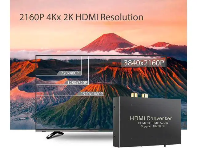 Alt view image 5 of 7 - HDMI Audio Extractor V1.4 HDMI to HDMI + Optical Toslink(SPDIF) + RCA(L/R) Stereo Analog Outputs Video Audio Splitter Converter Support 4K Black