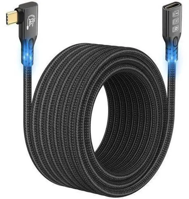 Main image of Aomoproing 20Gbps USB C 3.2 Extension Cable,10FT 90 Degree USBC 3.2 Gen2 Type-c Male to Female Extender Cable 4K@60Hz 240W Charging 20Gbps Data Transfer with External SSD eGPU