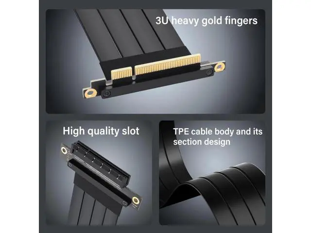 Alt view image 2 of 7 - Aomoproing PCIe 3.0 X8 Extension Cable PCI-E 8X Male to Female Riser Cable 25CM (90 Degree Male)