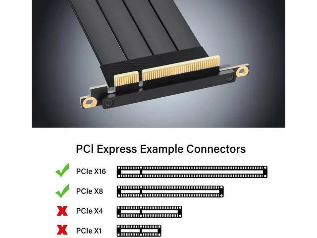 Alt view image 3 of 7 - Aomoproing PCIe 3.0 X8 Extension Cable PCI-E 8X Male to Female Riser Cable 25CM (90 Degree Male)