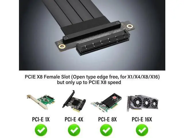 Alt view image 4 of 7 - Aomoproing PCIe 3.0 X8 Extension Cable PCI-E 8X Male to Female Riser Cable 25CM (90 Degree Male)
