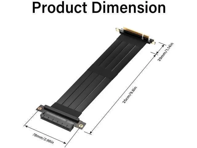 Alt view image 7 of 7 - Aomoproing PCIe 3.0 X8 Extension Cable PCI-E 8X Male to Female Riser Cable 25CM (90 Degree Male)