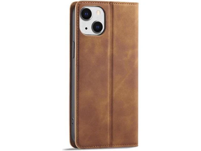 Alt view image 5 of 6 - Case for iPhone 15 Plus 6.7 inch Premium PU Leather Cover with Card Holder Kickstand Shockproof Flip Wallet Cover Brown