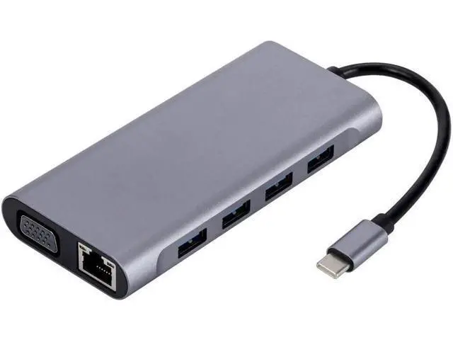 Alt view image 7 of 7 - USB Hub 11 in 1 Type-c Splitter to USB Adapter VGA Card Reader Multiple Ports Dock Station USB