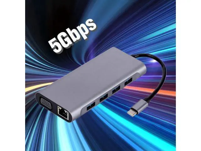 Alt view image 6 of 7 - USB Hub 11 in 1 Type-c Splitter to USB Adapter VGA Card Reader Multiple Ports Dock Station USB