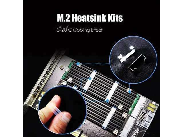 Alt view image 7 of 7 - Aomoproing PA12-HS Dual M.2 SSD PCIe X4 Adapter with Heatsink for One M.2 NVMe SSD and One M.2 SATA SSD, Support PCIe 4.0 SSD and OS Boot from M.2 NVMe SSD