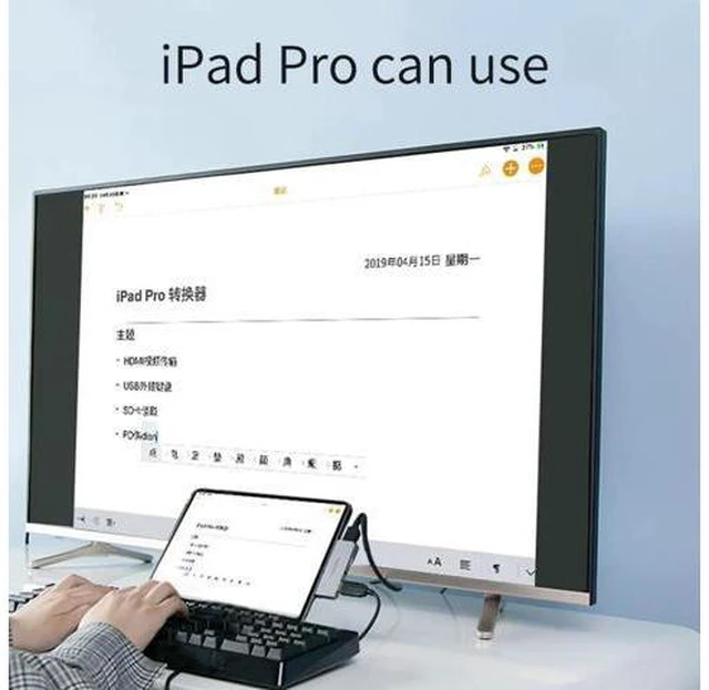 Alt view image 4 of 7 - USB C HUB TYPE-C to HDMI-compatible Adapter 3.5mm Audio PD Charging USB 3.0 Port Converter for iPad Pro Macbook Laptop 6 Ports