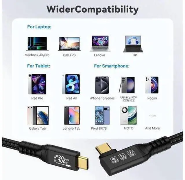 Alt view image 6 of 7 - Aomoproing Long USB C 3.2 Gen-2 240W Extension 5M 16.5FT Charging Curved Cable Data Transfer 20Gbps Charging Cable Type-C 4K Video Output Compatible with Thunderbolt 3 USB-C Computers