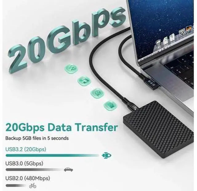 Alt view image 7 of 7 - Aomoproing Long USB C 3.2 Gen-2 240W Extension 5M 16.5FT Charging Curved Cable Data Transfer 20Gbps Charging Cable Type-C 4K Video Output Compatible with Thunderbolt 3 USB-C Computers