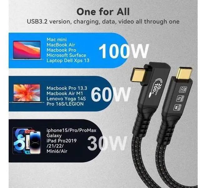 Alt view image 2 of 7 - Aomoproing Long USB C 3.2 Gen-2 240W Extension 5M 16.5FT Charging Curved Cable Data Transfer 20Gbps Charging Cable Type-C 4K Video Output Compatible with Thunderbolt 3 USB-C Computers