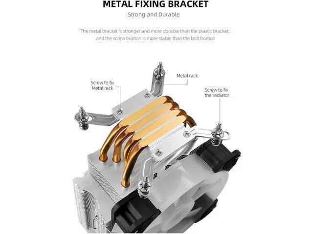 Alt view image 2 of 7 - 4 Copper Heat Pipe 5V 3Pin ARGB CPU Cooler Cooling Fan Radiator TDP 125W Heatsink for i7 i5 i3 AM4 LGA115X 1366