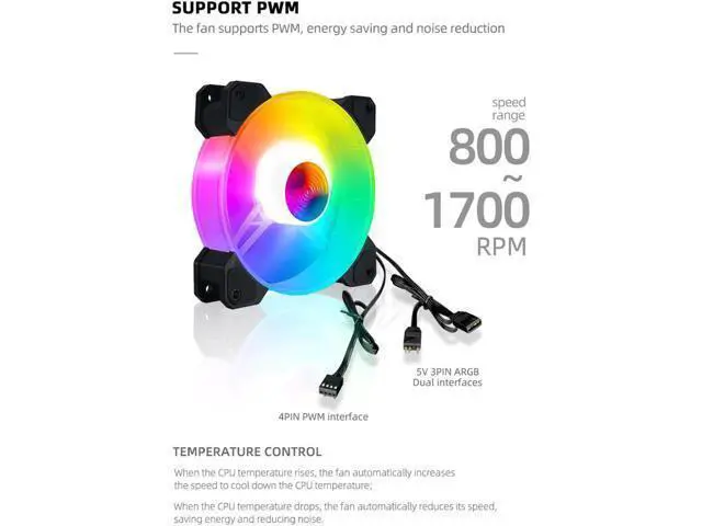 Alt view image 3 of 7 - 4 Copper Heat Pipe 5V 3Pin ARGB CPU Cooler Cooling Fan Radiator TDP 125W Heatsink for i7 i5 i3 AM4 LGA115X 1366