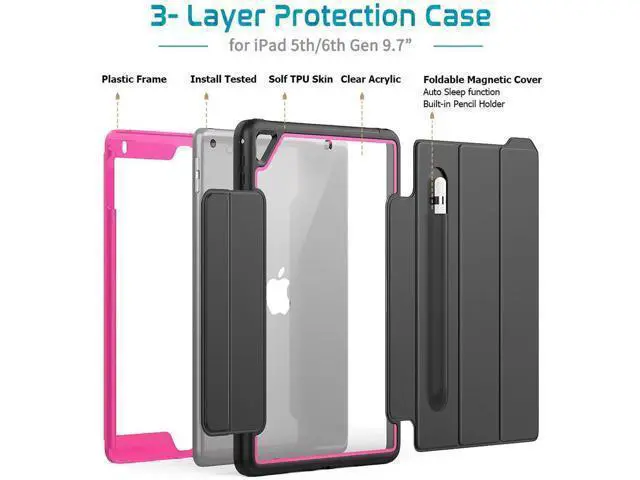 Alt view image 4 of 6 - New iPad 9.7 inch 2017 2018 Case iPad 5th 6th Generation Case Smart Magnetic Auto Sleep Wake Stand Cover